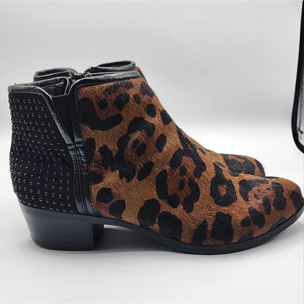 Alex Marie leopard print calf hair ankle boots